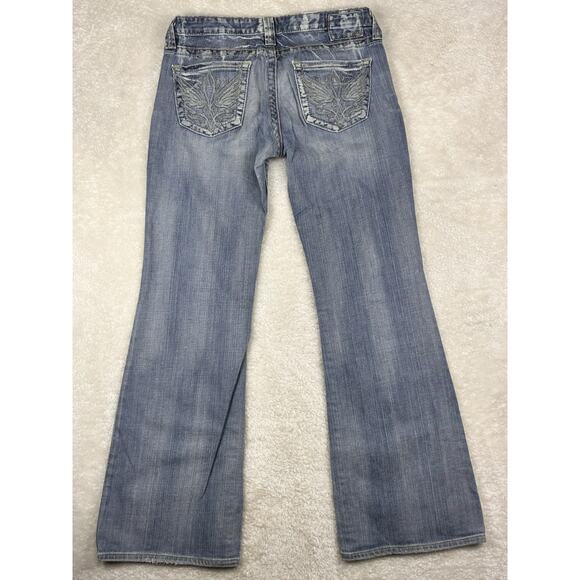 Big Star Sweet Low Rise Boot Leg Jeans Womens 29 R Stretch Distressed Light Wash - Picture 2 of 10